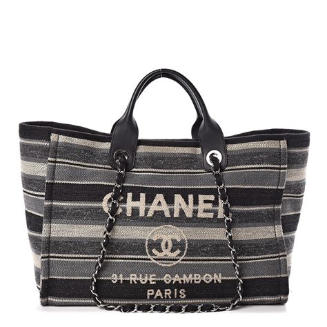 chanel striped deauville tote|Chanel deauville tote price.